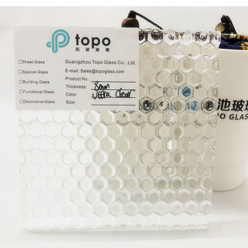 6 مم 8 مم زجاج فائق الوضوح ومنخفض الحديد بنمط اللؤلؤ الليلي