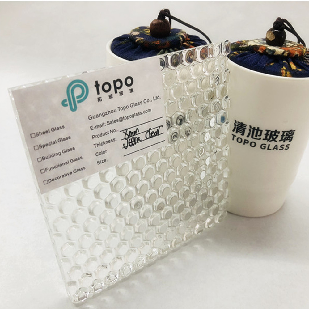 6 مم 8 مم زجاج فائق الوضوح ومنخفض الحديد بنمط اللؤلؤ الليلي