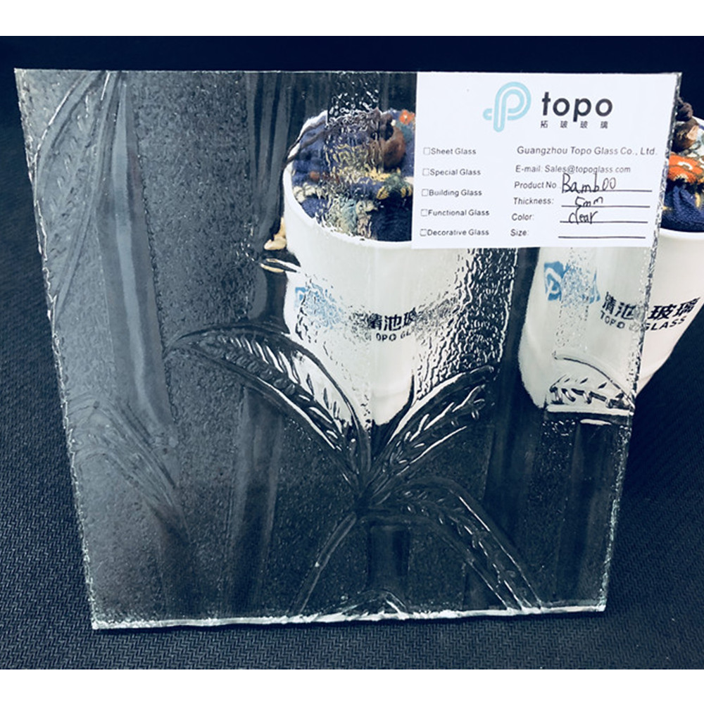 زجاج منقوش من الخيزران الشفاف مقاس 3 مم 4 مم 5 مم