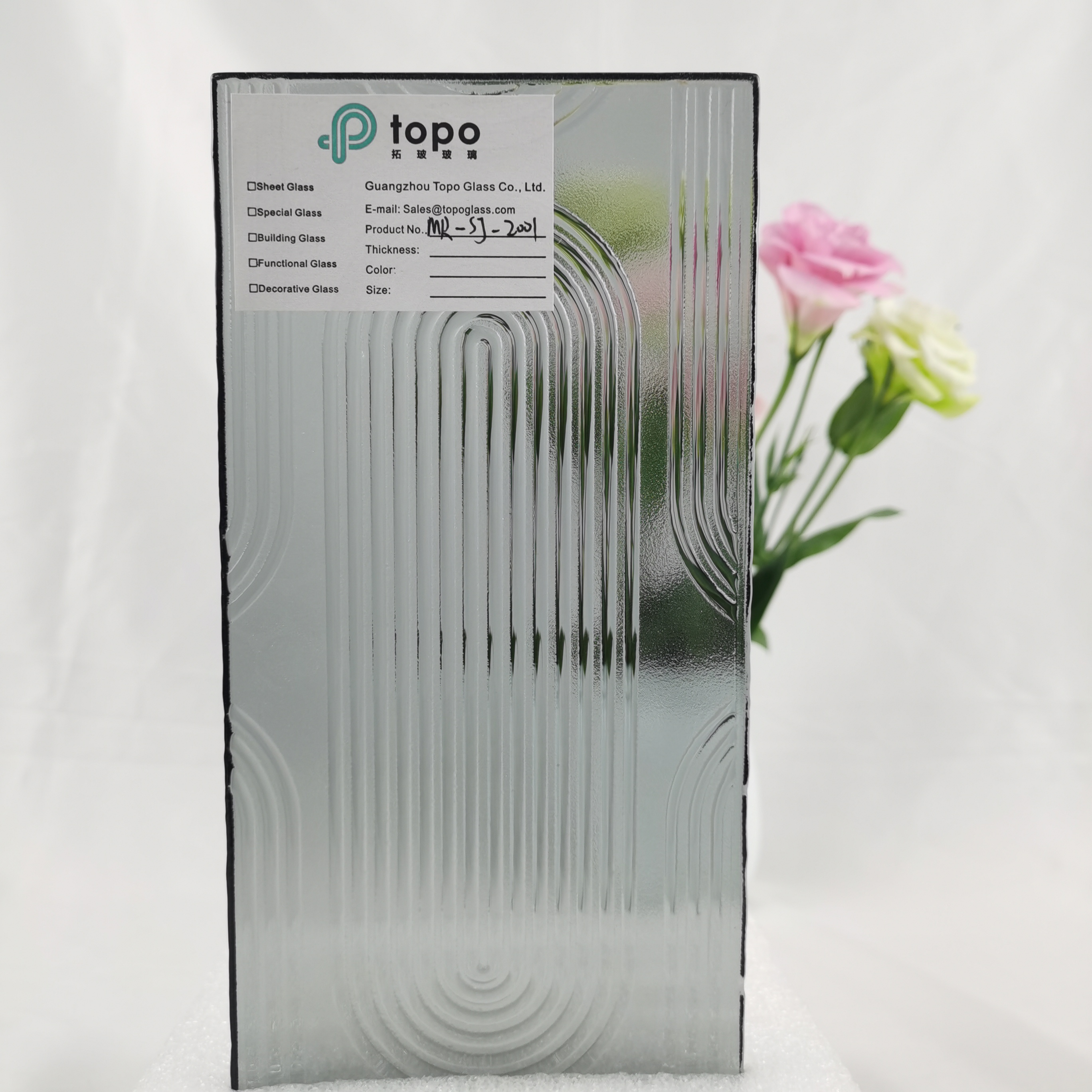 زجاج منقوش منقوش باللون الوردي مقاس 5 مم 6 مم