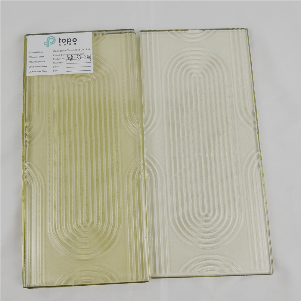 تصميم جديد 6 مم - 19 مم زجاج أصفر ذهبي منقوش على شكل فن